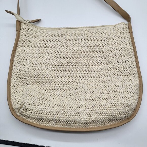 VERA BRADLEY Straw Neutral Crossbody Shoulder Purse Bag Pink Parrot Bird - Picture 4 of 9